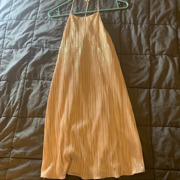 Lush Dresses & Skirts - S LUSH SHIMMERY GOLDTONE SLIP MIDI DRESS